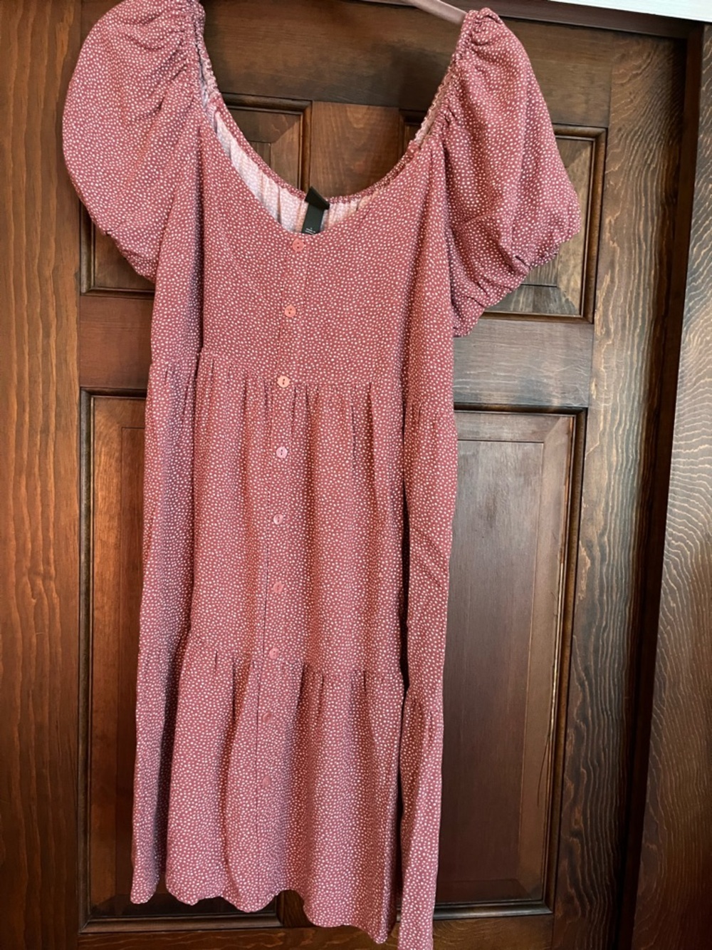 wild fable Mauve Dot Button-Front Mini Dress